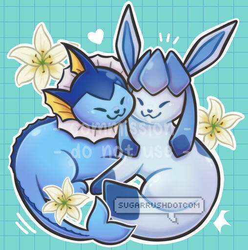 vaporeon and glaceon commission example